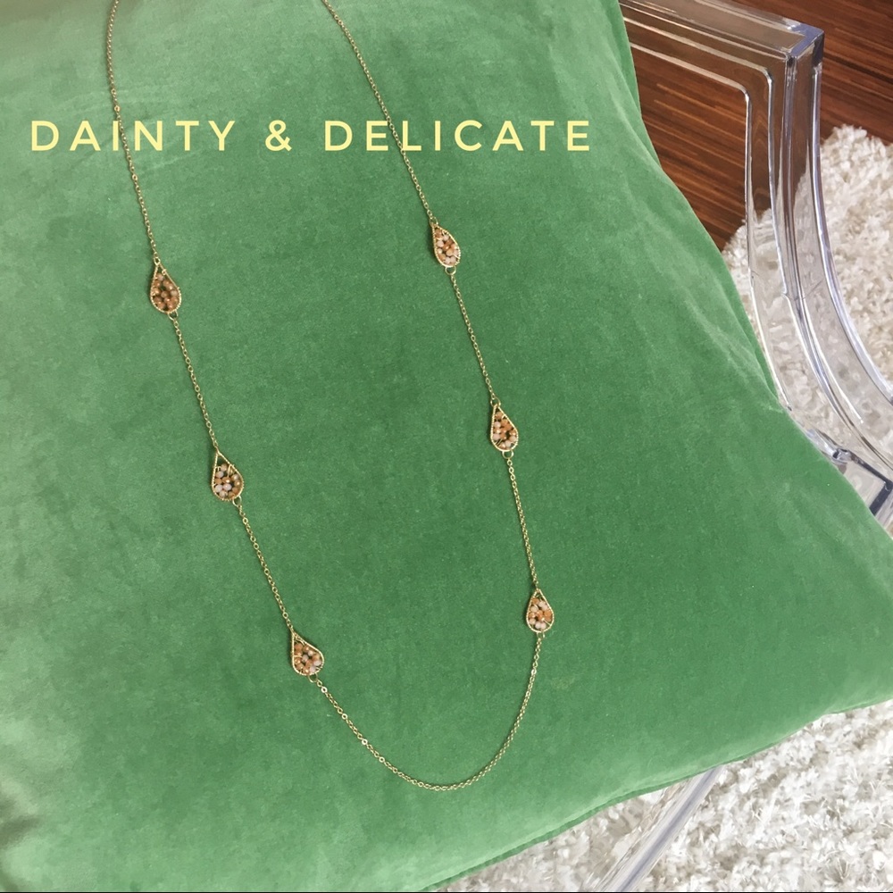 Long Gold Beaded Necklace